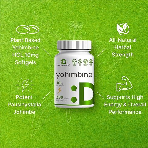 فيتامينات يوهيمبين HCL من ايجل شاين 10 ملجم، 300 كبسولة جيلاتينية، كمية تكفي 5 اشهر، مكملات يوهيمبين النباتية للطاقة والاداء والمزيد - خالية من الغلوتين وغير معدل وراثيا | سهلة البلع in Kuwait
