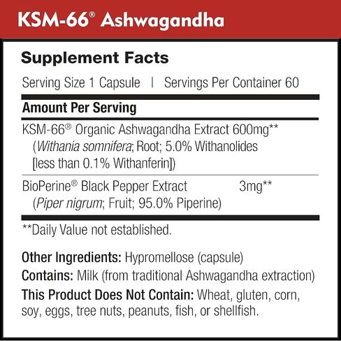 DailyNutra KSM-66 Ashwagandha 600mg Organic Root Extract - High Potency Supplement with 5% Withanolides | Supports Relaxation, Focus, & Energy (90 Capsules) in Kuwait