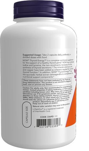 NOW Supplements, Thyroid Energy™، واليود والتيروزين بالإضافة إلى السيلينيوم والزنك والنحاس، 90 كبسولة نباتية in Kuwait