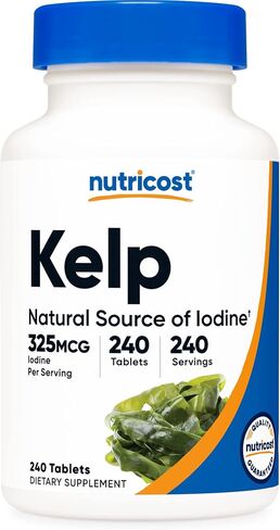 أقراص Nutricost Kelp، 325 ميكروجرام من اليود، 240 قرصًا - غير معدلة وراثيًا، خالية من الغلوتين in Saudi Arabia