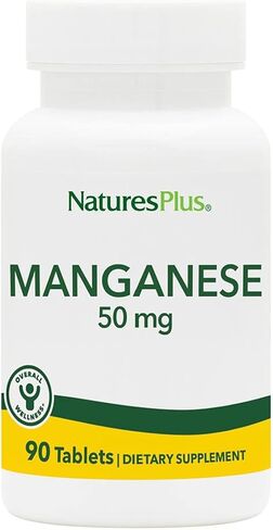 NaturesPlus Manganese Amino Acid Chelate - 50 mg, 90 Vegetarian Tablets - High Potency Essential Trace Mineral Supplement, Supports Bone & Cartilage Health - Gluten-Free - 90 Servings in Saudi Arabia