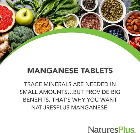 NaturesPlus Manganese Amino Acid Chelate - 50 mg, 90 Vegetarian Tablets - High Potency Essential Trace Mineral Supplement, Supports Bone & Cartilage Health - Gluten-Free - 90 Servings in Saudi Arabia
