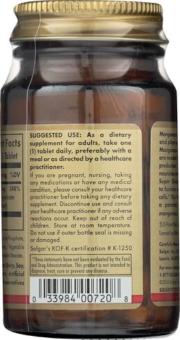 Solgar Chelated Manganese Tablets, 100 Tabs in Saudi Arabia