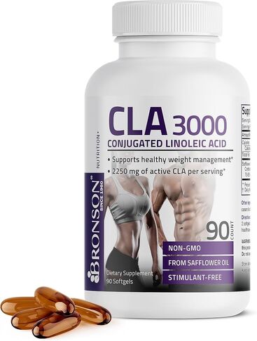 برونسون CLA 3000 قوة عالية للغاية تدعم التحكم الصحي في الوزن، كتلة العضلات الهزيلة، حمض اللينوليك المترافق غير المحفز، 120 كبسولة هلامية in Saudi Arabia