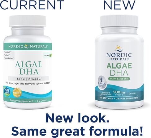 Nordic Naturals Algae DHA - 60 Soft Gels - 500 mg Omega-3 DHA - Certified Vegan Algae Oil - Plant-Based DHA - Brain, Eye & Nervous System Support - Non-GMO - 30 Servings in Saudi Arabia