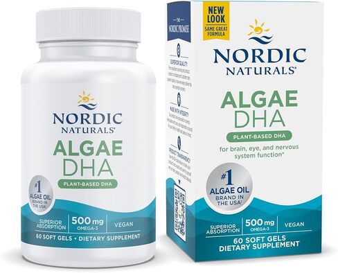 Nordic Naturals Algae DHA - 60 Soft Gels - 500 mg Omega-3 DHA - Certified Vegan Algae Oil - Plant-Based DHA - Brain, Eye & Nervous System Support - Non-GMO - 30 Servings in Saudi Arabia