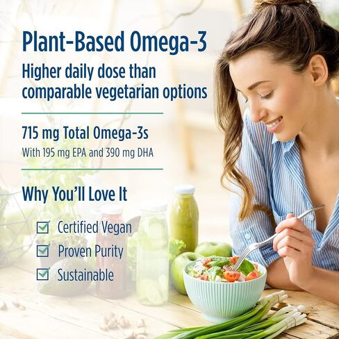 Nordic Naturals Algae Omega - 120 كبسولة هلامية ناعمة - 715 مجم أوميغا 3 - زيت الطحالب النباتية المعتمدة - EPA وDHA نباتي - صحة القلب والعين والمناعة والدماغ - غير معدلة وراثيًا - 60 حصة in Saudi Arabia