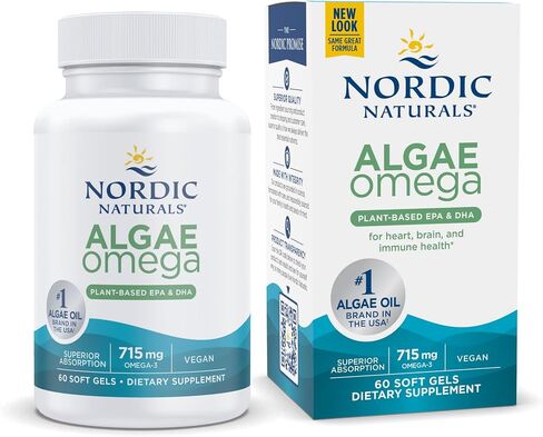 Nordic Naturals Algae Omega - 120 كبسولة هلامية ناعمة - 715 مجم أوميغا 3 - زيت الطحالب النباتية المعتمدة - EPA وDHA نباتي - صحة القلب والعين والمناعة والدماغ - غير معدلة وراثيًا - 60 حصة in Saudi Arabia