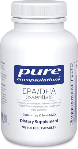 مغلفات نقية أساسيات EPA/DHA - مكمل مركز زيت السمك لدعم صحة القلب والأوعية الدموية - مكمل ممتاز EPA وDHA مع كبسولات أوميغا 3-90 سوفتغيل in Kuwait