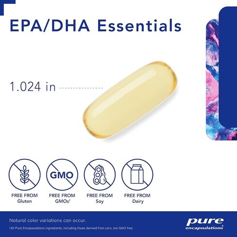 مغلفات نقية أساسيات EPA/DHA - مكمل مركز زيت السمك لدعم صحة القلب والأوعية الدموية - مكمل ممتاز EPA وDHA مع كبسولات أوميغا 3-90 سوفتغيل in Kuwait