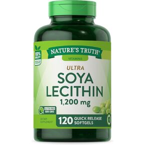 كبسولات الليسيثين فائقة الجودة من نيتشرز تروث 1200 مجم | 120 كبسولة هلامية لينة | غير معدلة وراثياً، وخالية من الجلوتين | من in Saudi Arabia