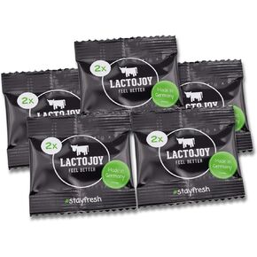 حبوب LactoJoy Lactase I إنزيمات لاكتاز قوية لعدم تحمل اللاكتوز I لتحسين الهضم I بدون ثاني أكسيد السيليكون، بدون نكهات صناعية I نباتي I عينة-عبوة من 5 أكياس في 2 قرص in Kuwait