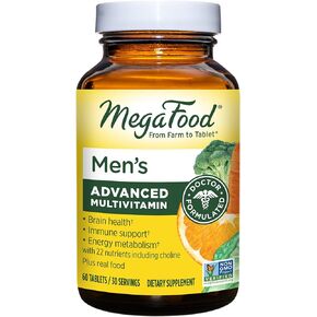 MegaFood Men's Advanced Multivitamin for Men - Doctor -Formulated - Choline, Vitamin B12, Vitamin D, Vitamin C & Zinc - Brain Health & Immune Support - Non-GMO - Vegetarian - 60 Tabs (30 Servings) in Saudi Arabia