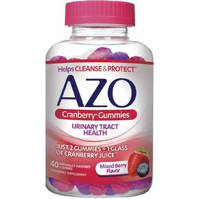 AZO Cranberry Urinary Tract Health Gummies Dietary Supplement 2 Gummies = Glass Cranberry Juice Helps Cleanse Protect Natural Mixed Berry Flavor Gummies, Non-GMO, 40 Count in Kuwait
