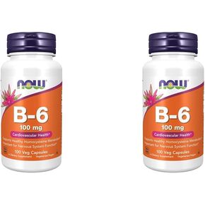 NOW Supplements, Vitamin B-6 (Pyridoxine HCl) 100 mg, Cardiovascular Health*, 100 Veg Capsules