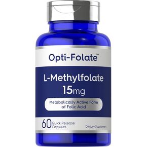Carlyle L Methylfolate 15mg | 120 Capsules | Value Size | Max Potency | Optimized and Activated | Non-GMO, Gluten Free | Methyl Folate, 5-MTHF | by Opti-Folate in Saudi Arabia