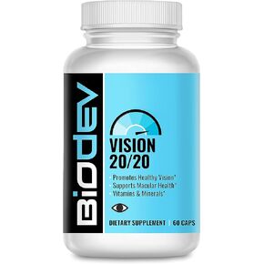 Vision 20/20 - فيتامين العين الكل في واحد الممزوج الملكية - مكملات حدة الرؤية والصحة البقعية - احصل على رؤية واضحة وواضحة - حماية وتعزيز - صحة العين الكاملة - 60 كبسولة نباتية in Kuwait