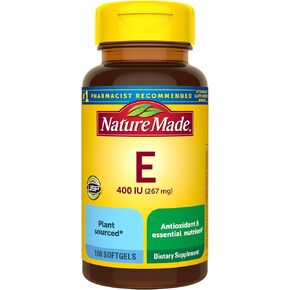 Nature Made Vitamin E 267 mg (400 IU) d-Alpha، مكمل غذائي لدعم مضادات الأكسدة، 100 كبسولة هلامية، كمية تكفي 100 يوم in Kuwait