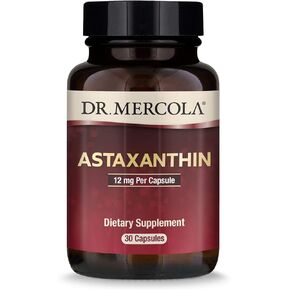 Dr. Mercola Astaxanthin, 30 Servings (30 Capsules), Dietary Supplement, 12 mg Per Capsule, Provides Antioxidant Power for Overall Health, Non-GMO