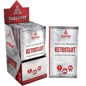 KetoStart+ | Exogenous Ketones Powder with Electrolytes for Energy, Strength & Focus | with Caffeine | Raspberry Lemonade Flavor Electrolyte Powder (10x Ketones Drink Mix Packets)