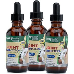 LIQUIDHEALTH 2.3 Oz Liquid Cat Glucosamine Joint Purr-Fection - Hip and Joint Support, Chondroitin Feline Droppers - Senior Older Cats, Kittens