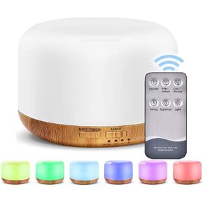300ML Remote Control Air Diffusers for Essential Oil, Aroma Ultrasonic Scent Diffuser, Aromatherapy Humidfier Diffuser, 7 Color Changing LED Light, Auto-Off, Timer for Home, Room, Office, Kids