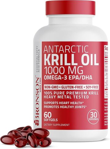 Bronson Antarctic Krill Oil 1000 mg with Omega-3s EPA, DHA, Astaxanthin and Phospholipids 120 Softgels in Saudi Arabia