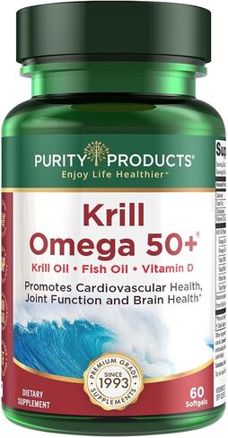 Purity Products Krill Omega 50 (Krill + Fish Oil Blend 1000mg + Astaxanthin 500mcg + Phospholipids 200mg + Vitamin D 500 IU) - 60 Mini Softgels in Saudi Arabia