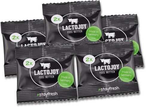 حبوب LactoJoy Lactase I إنزيمات لاكتاز قوية لعدم تحمل اللاكتوز I لتحسين الهضم I بدون ثاني أكسيد السيليكون، بدون نكهات صناعية I نباتي I عينة-عبوة من 5 أكياس في 2 قرص in Saudi Arabia