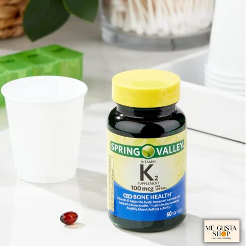 فيتامين K2، Spring Valley 100 ميكروجرام، 60 كبسولة هلامية + Me Gustas Stricker in Kuwait
