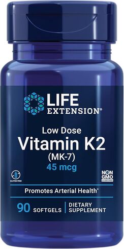 Life Extension Low Dose Vitamin K2 45 mcg – Supports Arterial & Cardiovascular Health – Heart & Bone Health Supplements - Gluten-Free, Non-GMO – 90 Softgels in Saudi Arabia