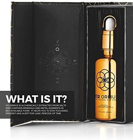 Ormus Monoatomic Gold Concentrate (HIGH Potency x12) - 1.7 fl. oz. (50 ml) - Made by Real Alchemists Using 24k Food-Grade Gold, Dead Sea Salt, Pink Himalayan Salt, and Red Hawaiian Salt in Saudi Arabia