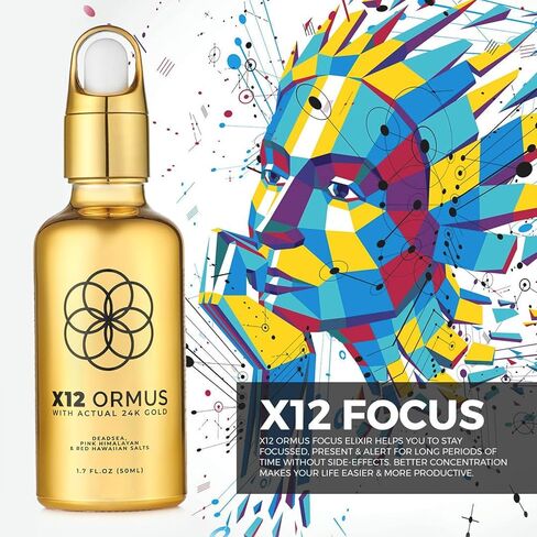 Ormus Monoatomic Gold Concentrate (HIGH Potency x12) - 1.7 fl. oz. (50 ml) - Made by Real Alchemists Using 24k Food-Grade Gold, Dead Sea Salt, Pink Himalayan Salt, and Red Hawaiian Salt in Saudi Arabia