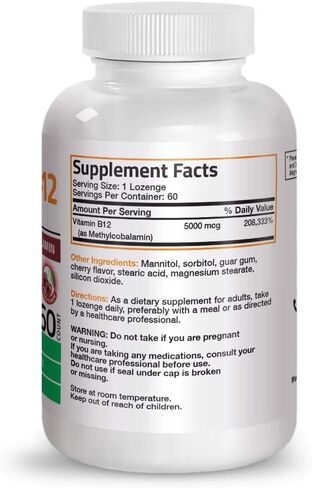 Bronson Methyl B12 5000 mcg Vitamin B12 Methylcobalamin Energy & Brain Support 60 Lozenges in Saudi Arabia