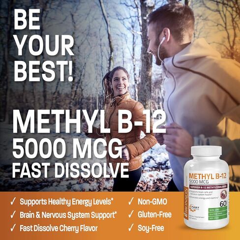 Bronson Methyl B12 5000 mcg Vitamin B12 Methylcobalamin Energy & Brain Support 60 Lozenges in Saudi Arabia