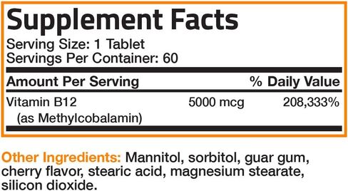 Bronson Methyl B12 5000 mcg Vitamin B12 Methylcobalamin Energy & Brain Support 60 Lozenges in Saudi Arabia