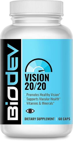 Vision 20/20 - فيتامين العين الكل في واحد الممزوج الملكية - مكملات حدة الرؤية والصحة البقعية - احصل على رؤية واضحة وواضحة - حماية وتعزيز - صحة العين الكاملة - 60 كبسولة نباتية in Kuwait
