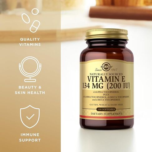 Solgar Vitamin E 200 IU - 100 Softgels - Natural Antioxidant, Skin & Immune System Support - Gluten Free, Dairy Free - 100 Servings in Saudi Arabia