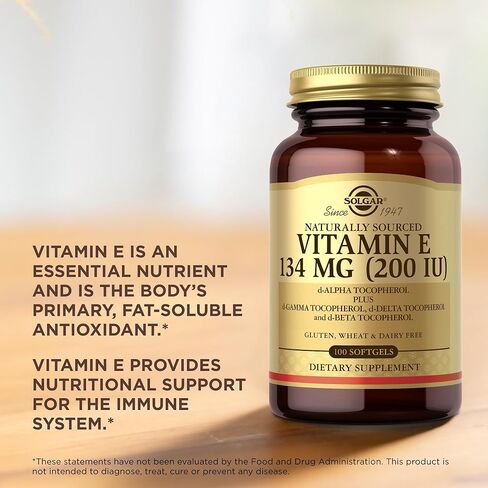 Solgar Vitamin E 200 IU - 100 Softgels - Natural Antioxidant, Skin & Immune System Support - Gluten Free, Dairy Free - 100 Servings in Saudi Arabia
