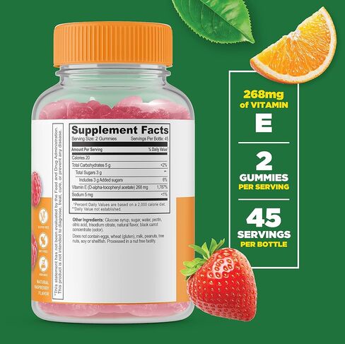 Lifeable Vitamin E 268mg - Great Tasting Natural Flavor Gummy Supplement - Vegetarian GMO-Free Chewable Vitamins - for Eye Health and Cardiovascular Support - for Adults, Men, Women - 90 Gummies in Saudi Arabia
