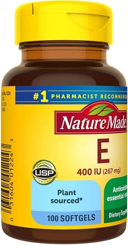 Nature Made Vitamin E 267 mg (400 IU) d-Alpha، مكمل غذائي لدعم مضادات الأكسدة، 100 كبسولة هلامية، كمية تكفي 100 يوم in Kuwait