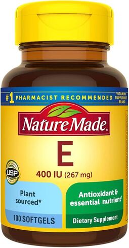 Nature Made Vitamin E 267 mg (400 IU) d-Alpha، مكمل غذائي لدعم مضادات الأكسدة، 100 كبسولة هلامية، كمية تكفي 100 يوم in Kuwait