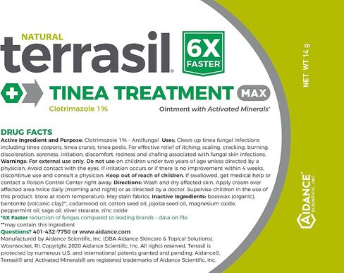 Terrasil Tinea Treatment 2-Product مرهم ونظام شريط التطهير مع جميع المعادن الطبيعية النشطة 6X قوة مكافحة فطريات السعفة (أنبوب 14 جم + شريط 75 جم) in Kuwait