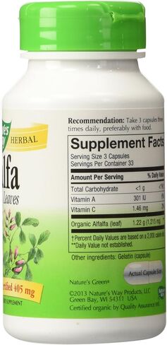 Nature's Way Alfalfa Leaves, 1,215 mg, 100 Vegetarian Capsules, Pack of 2 in Saudi Arabia