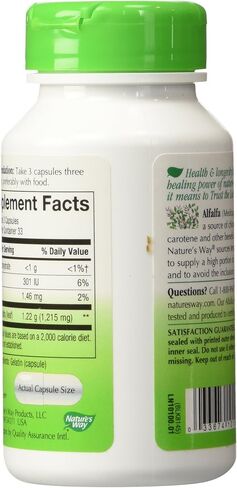 Nature's Way Alfalfa Leaves, 1,215 mg, 100 Vegetarian Capsules, Pack of 2 in Saudi Arabia