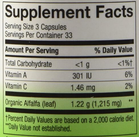 Nature's Way Alfalfa Leaves, 1,215 mg, 100 Vegetarian Capsules, Pack of 2 in Saudi Arabia
