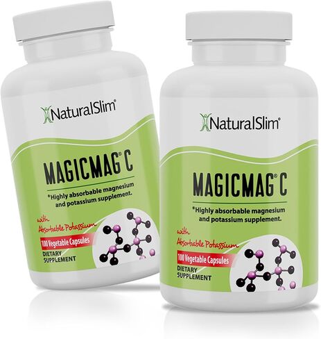 كبسولات سيترات المغنيسيوم NaturalSlim MagicMag C – مكمل المغنيسيوم مع البوتاسيوم الطبيعي | دعم النوم وصحة القلب وتخفيف تشنجات العضلات | خالي من الغلوتين، 100 كبسولة (عبوة واحدة) in Kuwait