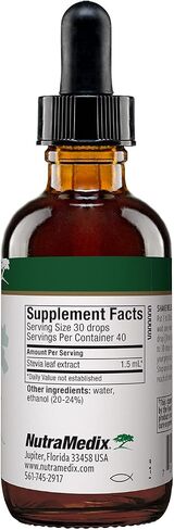 NutraMedix Stevia - قطرات مستخلص أوراق ستيفيا السائلة المتوفرة بيولوجيًا لدعم الميكروبات - بديل السكر مع خصائص دعم الميكروبات - منخفض الكربوهيدرات، بدون سكر مضاف (2 أونصة / 60 مل) in Kuwait