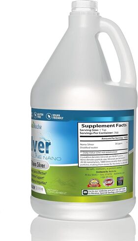 مكمل سائل معدني من الفضة الغروية من NutriNoche - دعم يومي لجهاز المناعة - الفضة النانوية الغروية 30 جزء في المليون (حجم جالون) in Kuwait