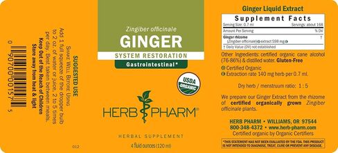 Herb Pharm Certified Organic Ginger Liquid Extract for Digestive Support - 1 Ounce in Kuwait